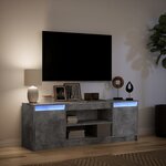 vidaXL Meuble TV avec LED gris béton 139 5x34x50 cm bois d'ingénierie