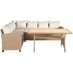 Salon de jardin 5 personnes - Acier et résine tressée - Beige