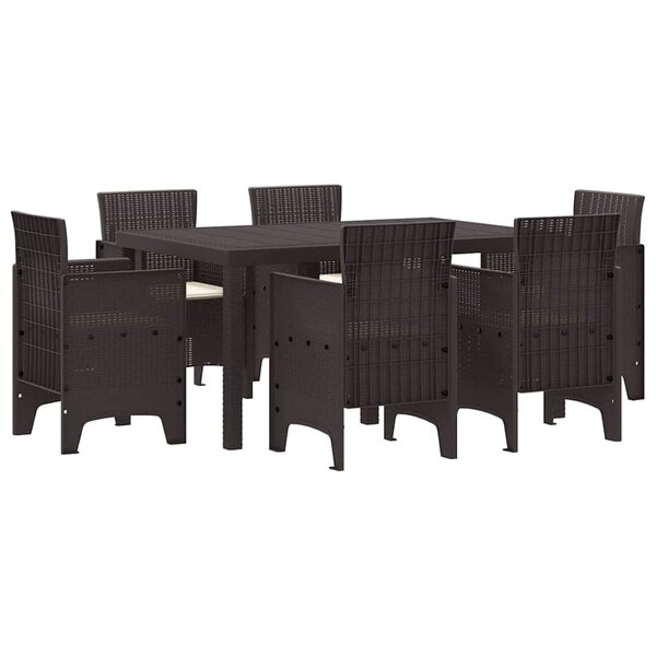 vidaXL Ensemble de salle à manger pour jardin 7 Pièces Marron Rattan Polt