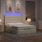 VidaXL Cadre de lit ottoman avec matelas crème 140x190 cm tissu