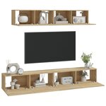 vidaXL Ensemble de meubles TV 4 Pièces Chêne sonoma Bois d'ingénierie