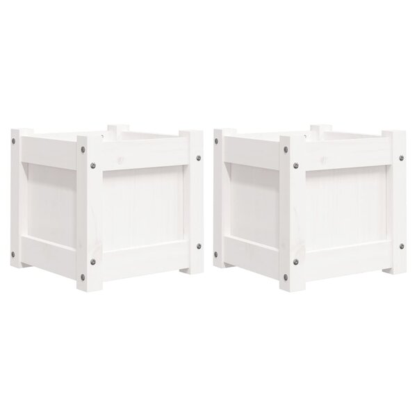 vidaXL Jardinières 2 Pièces blanc bois de pin massif