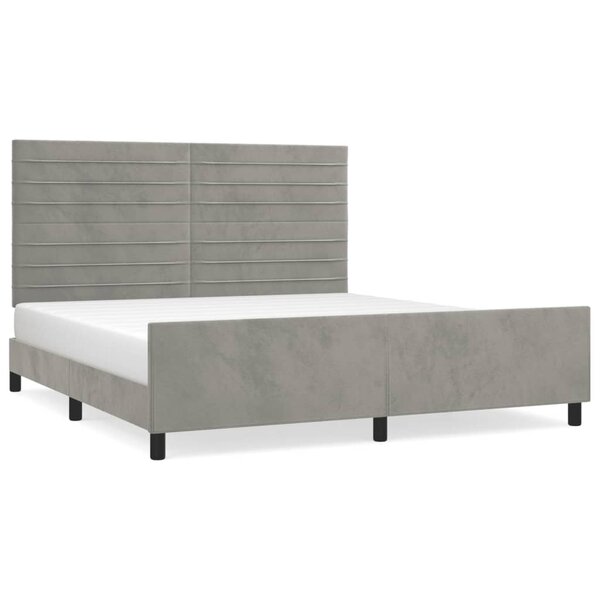 vidaXL Cadre de lit avec tête de lit Gris clair 160x200 cm Velours