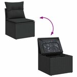vidaXL Salon de jardin 7 Pièces avec coussins noir résine tressée