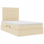 vidaXL Lit avec rangement et matelas Crème 120 x 190 cm tissu