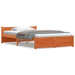 vidaXL Cadre de lit Marron cire 135 x 190 cm Bois massif en pin