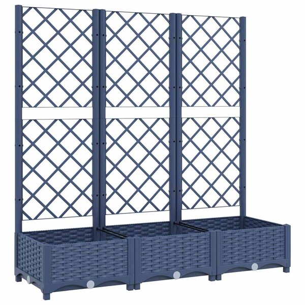vidaXL Jardinière avec treillis bleu gris 120x40x121 5 cm PP