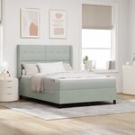 vidaXL Lit à Ressorts avec Matelas LED Gris clair 160 x 200 cm Velours