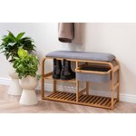 Banc en bambou avec étagères et panier de rangement dure