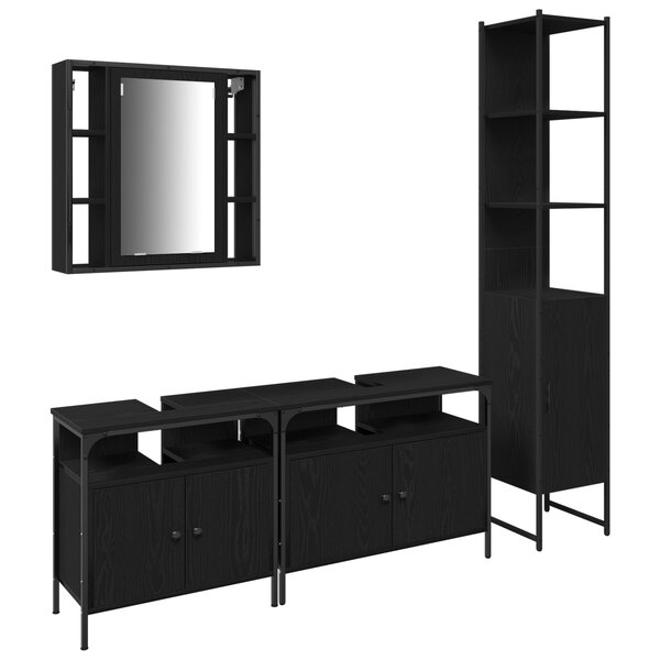 vidaXL Ensemble de salle de bain 4 pièces en bois d'ingénierie chêne noir