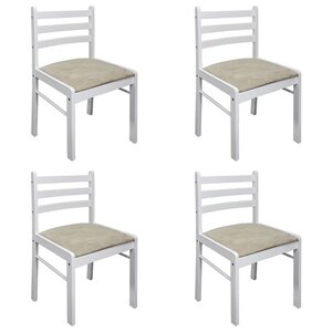 vidaXL Chaises à manger lot de 4 blanc hévéa solide et velours