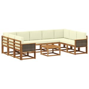 vidaXL Ensemble de canapés d'extérieur 10 Pièces Naturel et Crème