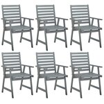 vidaXL Chaises à manger d'extérieur lot de 6 Gris Bois d'acacia