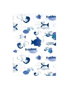 (lot   500 pochettes) pochette papier + polyéthylène imprimée à fermeture adhésive poisson