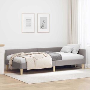 vidaXL Cadre de lit d'angle avec tête de lit Taupe 100 x 200 cm tissu