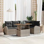vidaXL Ensemble de canapé de jardin 6 Pièces Gris Poly rotin