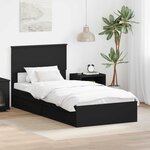 vidaXL Lit de Rangement avec tiroir Noir 90 x 190 cm Bois d'ingénierie