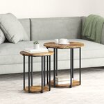Table d'appoint vidaXL 2 Pièces en chêne fumé  bois d'ingénierie et métal