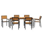 vidaXL Ensemble de salle à manger pour jardin 7 Pièces Noir et marron