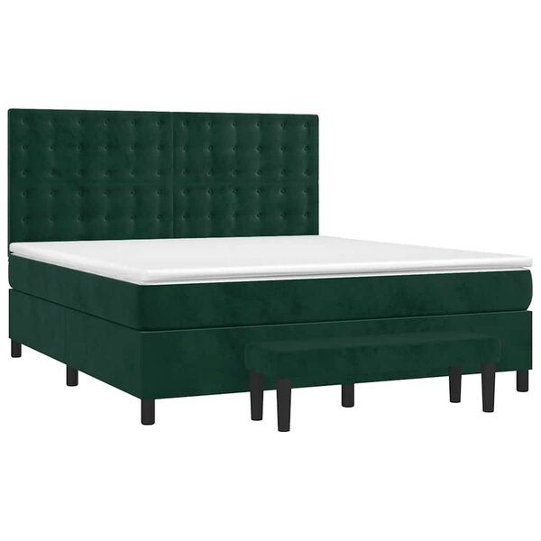 vidaXL Sommier à lattes de lit et matelas Vert foncé 160x200cm Velours
