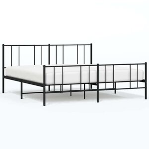 vidaXL Cadre de lit métal sans matelas avec pied de lit noir 193x203cm