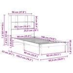 vidaXL Lit bibliothèque sans matelas cire marron 90x190 cm pin massif