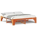vidaXL Cadre de lit surélevé avec stockage Marron Bois massif en pin