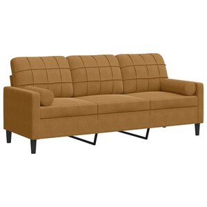 vidaXL Canapé 3 places avec oreillers décoratifs marron 180 cm velours