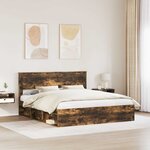 vidaXL Cadre de lit Chêne fumé 180 x 200 cm Bois de pin massif