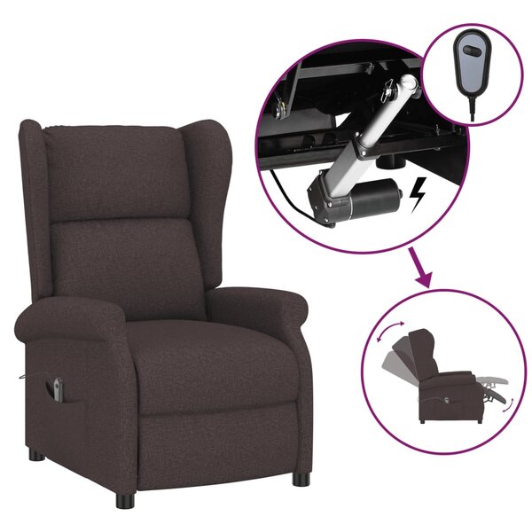 vidaXL Fauteuil inclinable électrique à oreilles marron foncé tissu