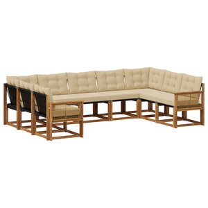 vidaXL Ensemble de canapés d'extérieur 9 Pièces Naturel et Beige