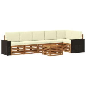vidaXL Ensemble de canapés d'extérieur 7 pc Naturel et Crème Polyester
