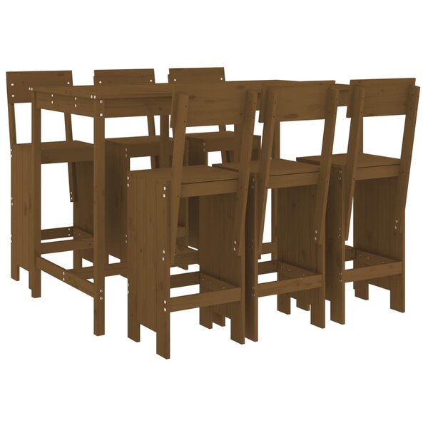 vidaXL Ensemble de bar de jardin 7 Pièces marron miel bois de pin massif