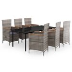 vidaXL Ensemble de salle à manger de jardin avec coussins 7 Pièces Gris