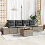 vidaXL Ensemble de canapé de jardin avec coussin 5 Pièces Gris Poly rotin