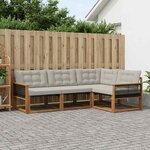 vidaXL Ensemble de canapés d'extérieur 4 pc Naturel et gris clair