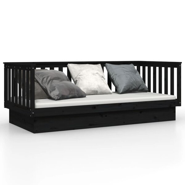 vidaXL Lit de jour Noir 80x200 cm Bois de pin massif