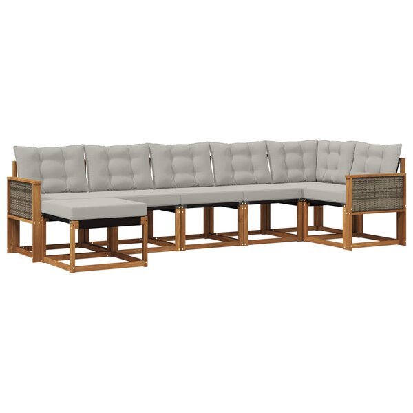 vidaXL Ensemble de canapés d'extérieur 7 pc Naturel et gris clair