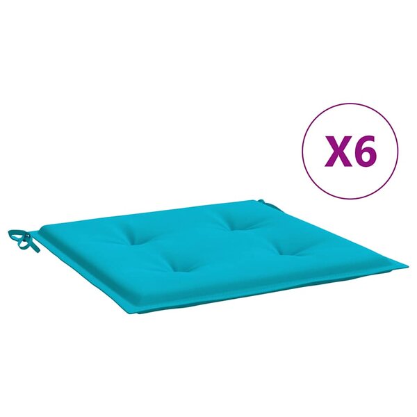 vidaXL Coussins de chaise de jardin lot de 6 turquoise 40x40x4cm tissu