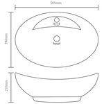 vidaXL Lavabo ovale à trop-plein Marron foncé mat 58 5x39 cm Céramique