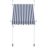 vidaXL Auvent rétractable manuel 150 cm Rayures bleues et blanches