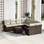 vidaXL Ensemble de canapé de jardin 9 Pièces Marron Poly rotin