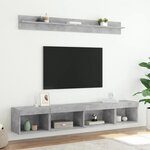 vidaXL Unités murales TV avec LED 5 Pièces gris béton bois d'ingénierie