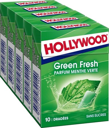 Hollywood Chewing-gum menthe verte s/sucres