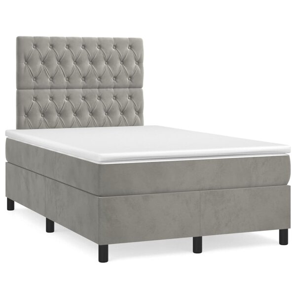vidaXL Sommier à lattes de lit et matelas Gris clair 120x200cm Velours