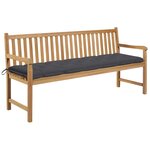 vidaXL Banc de jardin avec coussin anthracite 175 cm Teck massif