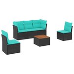 vidaXL Salon de jardin 6 Pièces avec coussins noir résine tressée