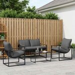 vidaXL Ensemble de canapé de jardin 4 Pièces Noir et anthracite Acier