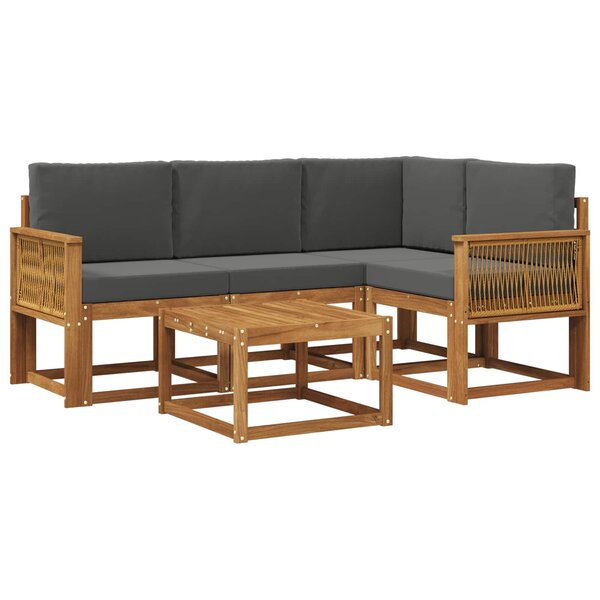 vidaXL Ensemble de canapés d'extérieur 5 Pièces Naturel et Anthracite