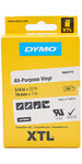 DYMO XTL - Ruban adhésif permanent en vinyle, 19mm x 7m - Noir sur Jaune
